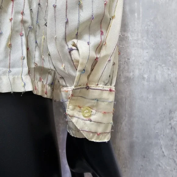 Vintage‎ Contessa Monique Florence Alper 70s Rainbow Stripe Blouse Button Front - Picture 7 of 10